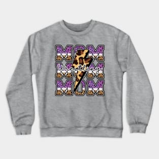 Wrestling mom purple leopard Crewneck Sweatshirt